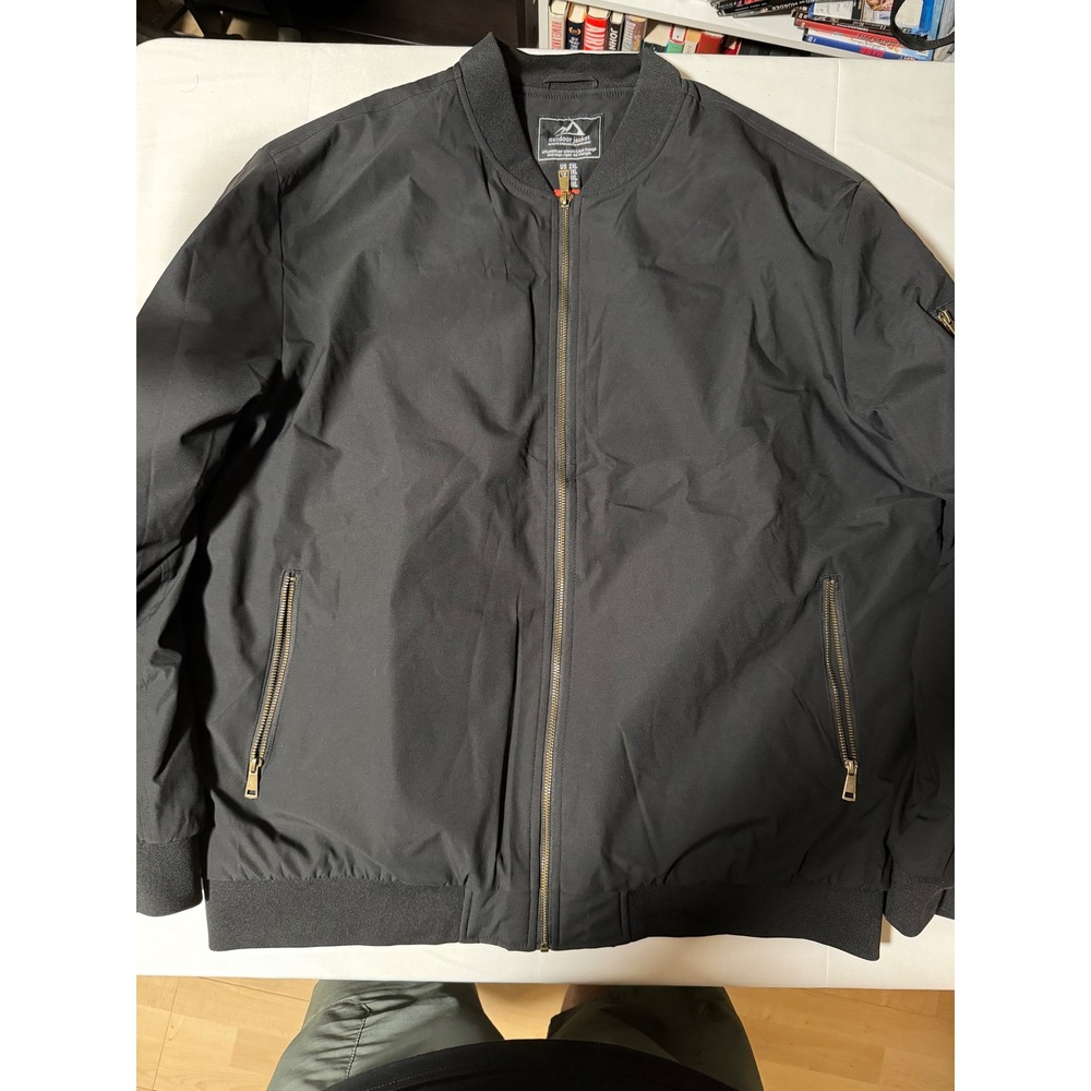 Mens Outdoor Jacket Black Bomber Style Quilted Lined Size 2XL